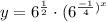 y=6^\frac{1}{2} \cdot (6^{\frac{-1}{4})^x