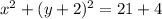 x^2+(y+2)^2=21+4