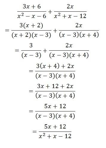 Place the steps required to determine the sum of the two expressions in the correct order. 3x + 6/x^