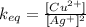 k_{eq}=\frac{[Cu^{2+}]}{[Ag^+]^2}