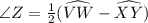 \angle Z = \frac{1}{2}(\widehat{VW}-\widehat{XY})