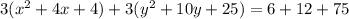 3(x^{2}+4x+4)+3(y^{2}+10y+25)=6+12+75