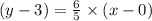 (y-3)=\frac{6}{5}\times(x-0)
