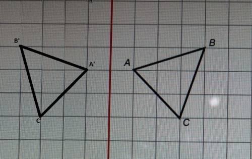 Triangle abc is reflected over the line shown. which statement is true of b?