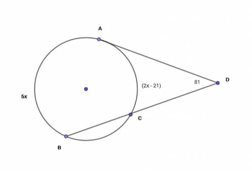 In the diagram, segment da is tangent to the circle at point a, and segment db is secant to the circ