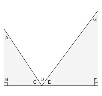 In the figure, angle d measures 71° and angle g measures 37°. what is the measurement of angle a?