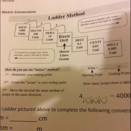 Use the metric ladder pictured above to complete the following conversions 50.0 m= cm