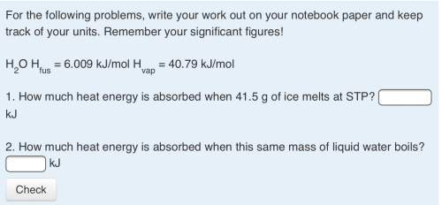 How much heat energy is absorbed when 41.5g of ice melts at stp? (picture attached)