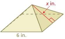 The surface area of a square pyramid is 84 square inches. the side length of the base is 6 inches. w