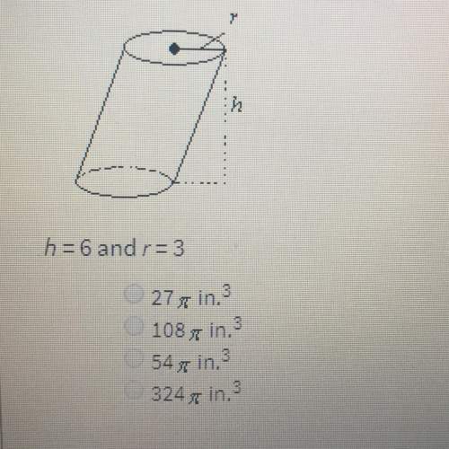Find the volume of the cylinder in terms of pi