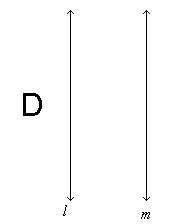 Describe the image of d first reflected across line l, then across line m.