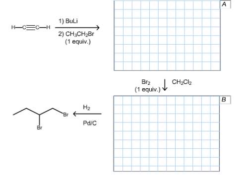 Draw the structures of organic compounds a and b. indicate stereochemistry where applicable.