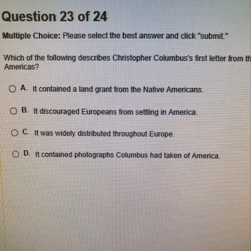 Which of the following describes christopher columbu's first letter from the americas ?
