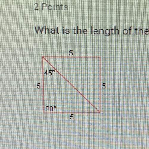 What is the length of the diagonal of the square shown below?