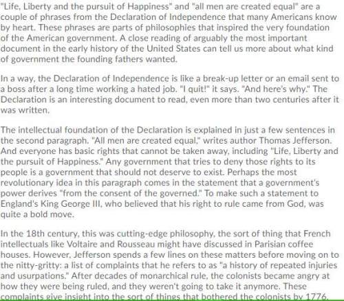 1. with what does the declaration of independence begin?  an angry tirade against the k