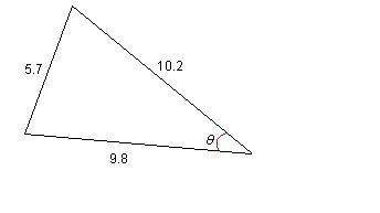 Use the law of cosines to find the value of cos. (see pic attached ) round the answer to two decimal