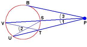 Given:  pb tangent pv, pu secants if m vu= 80° and m st= 40°, then ∠1 =
