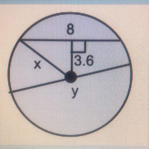 Find the value of the radius, x ,to the nearest tenth. a. 3.8 b. 4.2 c. 5.4&lt;