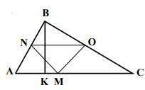 Asap  given: △abc, bk=10, ac=30, m∠nmo=90°, mn = mo,  bk⊥ac, no∥ac, m∈ac