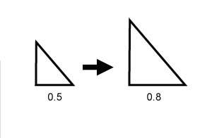 24 !  the first triangle is dilated to form the second triangle. what is the scale factor?