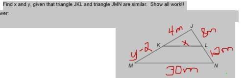 What is x and y given the triangle?
