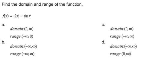 Find the domain and range of the function. f(x)=|2x|-sin x