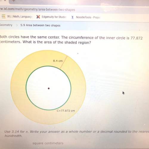 Both circles have the same center. the circumference of the inner circle is 77.872 centimeters. what