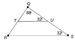 ∆rqs is similar to ∆tqu by the aa similarity postulate. what is the measure of angle r?  show