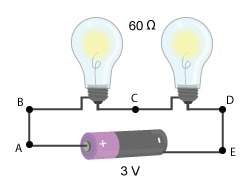 Look at the circuit below. what is the voltage between points c and d?  a. 3 v b.