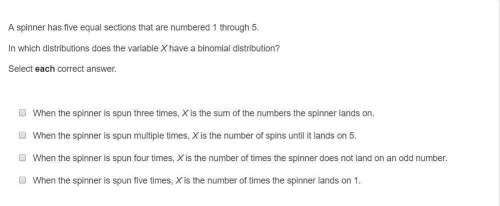 Aspinner has five equal sections that are numbered 1 through 5. in which distributions d