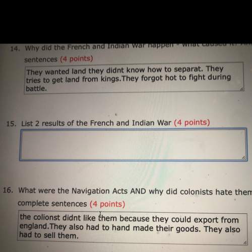 Need number 15, need 2 results of the french and indian us history