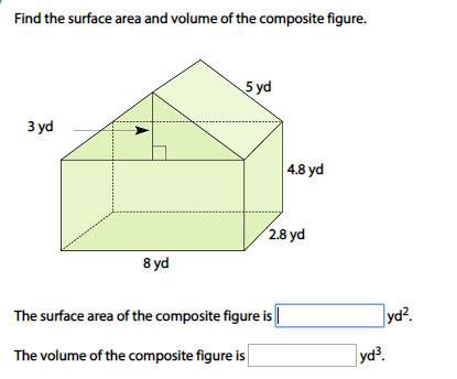 Find the volume and surface area of this composite figure.