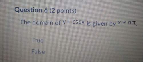 The domain of y=cscx is given by x≠npitrue or false?