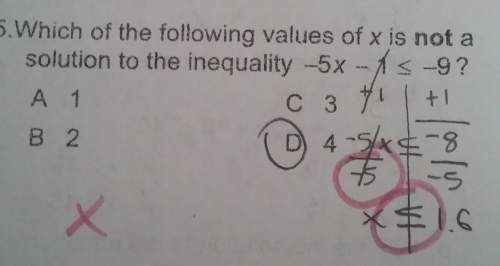 Which of the following values of x is not a solution to the inequality? i put (d) as my answer