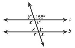 Lines a and b are parallel.what is the measure of angle s? enter your answer in the box.