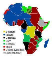 carefully examine the map above. based on your knowledge of colonialism in africa, the area a