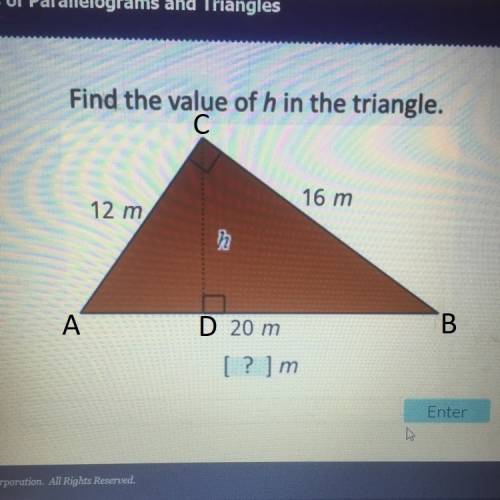 Find the value of h in the triangle