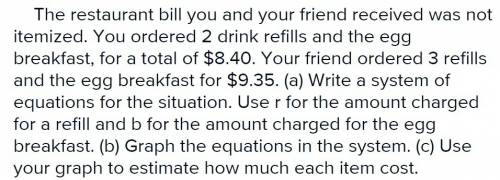 The restaurant bill you and your friend received was not itemized. you ordered 2 drinks refills and