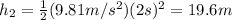 h_2 =  \frac{1}{2}(9.81 m/s^2)(2 s)^2=19.6 m