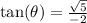 \tan(\theta)=\frac{\sqrt{5}}{-2}