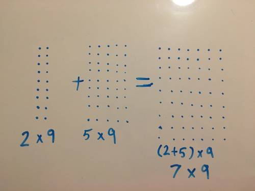 What multiplication fact can be found by using the arrays for 2*9 and 5*9