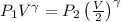 P_1V^{\gamma }=P_2\left (\frac{V}{2}\right )^{\gamma }