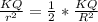 \frac{KQ}{r^{2}}= \frac{1}{2}*\frac{KQ}{R^{2}}