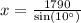 x=\frac{1790}{\text{sin}(10^{\circ})}