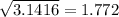 \sqrt{3.1416} = 1.772