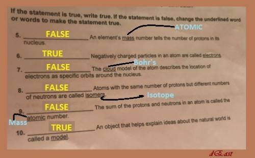 #5 true or false and elements mass number tells the number of protons in its nucleus. if mass is the