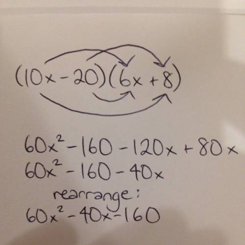 What is the value of x (10x-20) (6x+8)