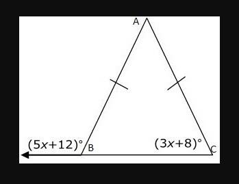 Find the value of x  (5x+12) (3x+8)  a 10  b 15  c 20  d 25