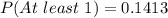 P(At\ least\ 1) = 0.1413
