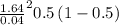 \frac{1.64}{0.04}^{2}0.5\left ( 1-0.5\right )